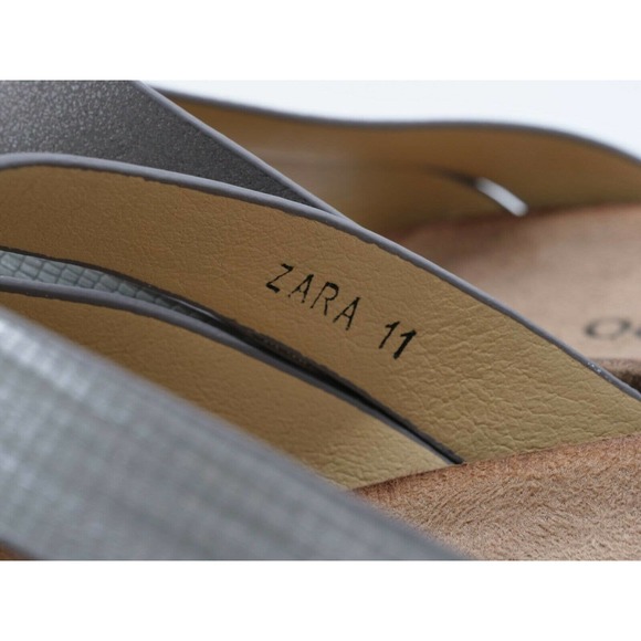 Cloud 90 Womens 11 Sandals Gray Faux Leather Strappy Slide Wedge Heel Slip On - Picture 7 of 9